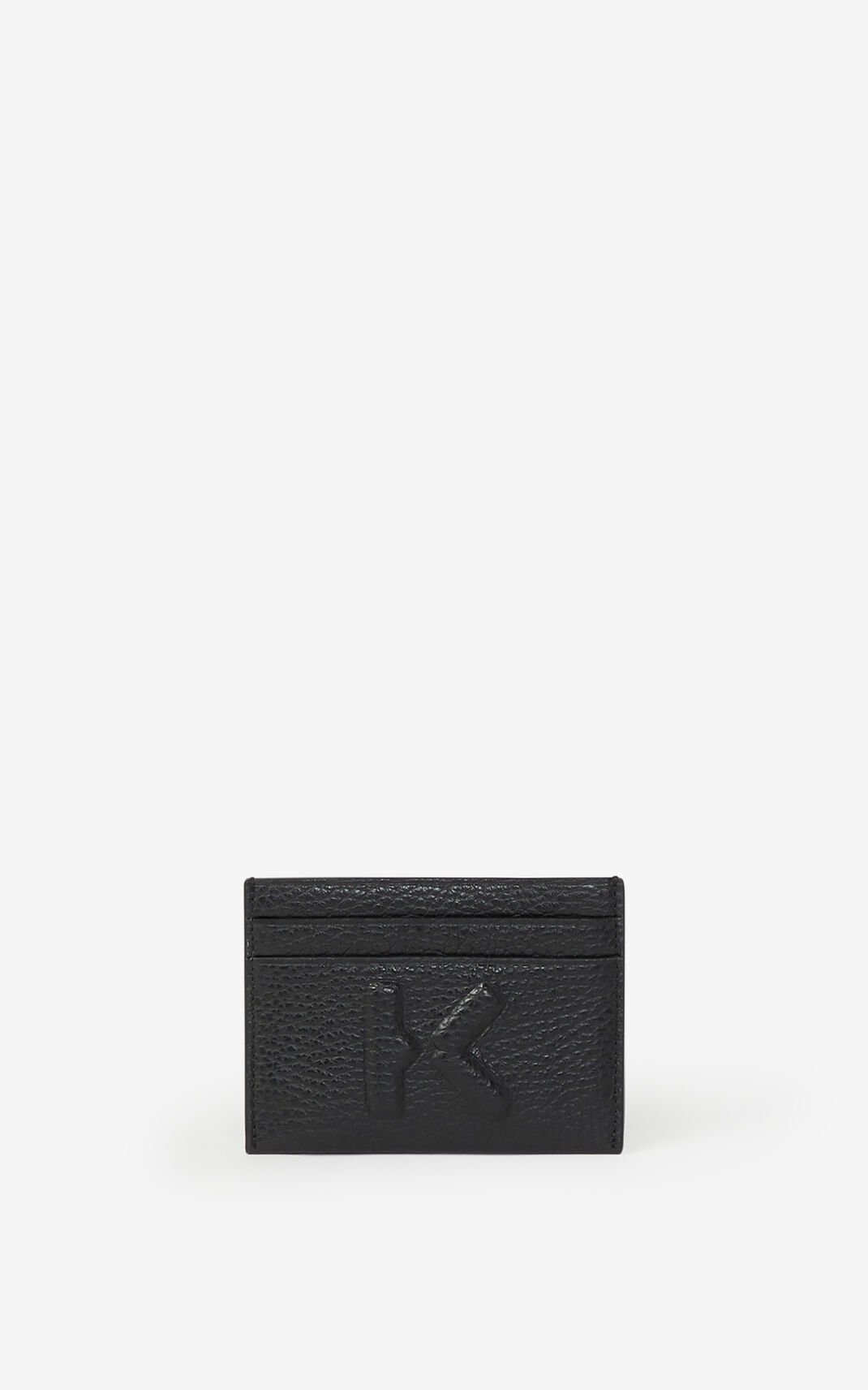 Kenzo Imprint grained レザー cardholder 財布 メンズ 黒 - WOUCYP247